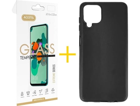 Kit Funda + Protector de Pantalla Samsung Galaxy M12 ACCETEL Liso (Negro)