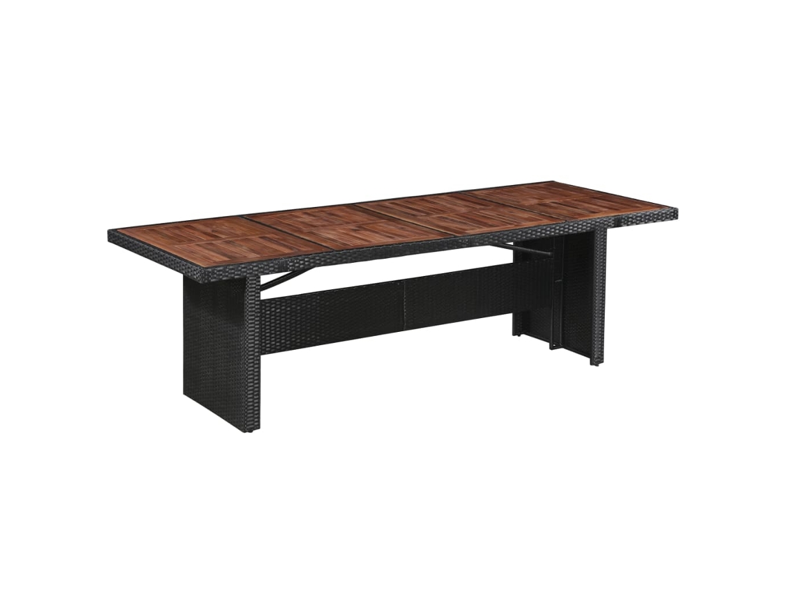 Mesa de jardín de mimbre y madera maciza de acacia (240 x 90 x 74 cm), DKD HOME DECOR