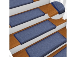 Alfombrillas Para Escaleras 15 Uds 65x21x4 Cm Azul Borde Rectangular
