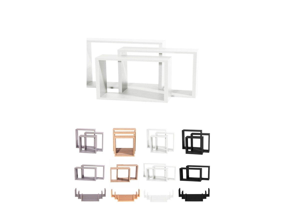 Estanterías De Pared - Baldas De Varios Niveles - Estantes Flotantes Con Fijación Invisible Blanco Diseño Rectangular