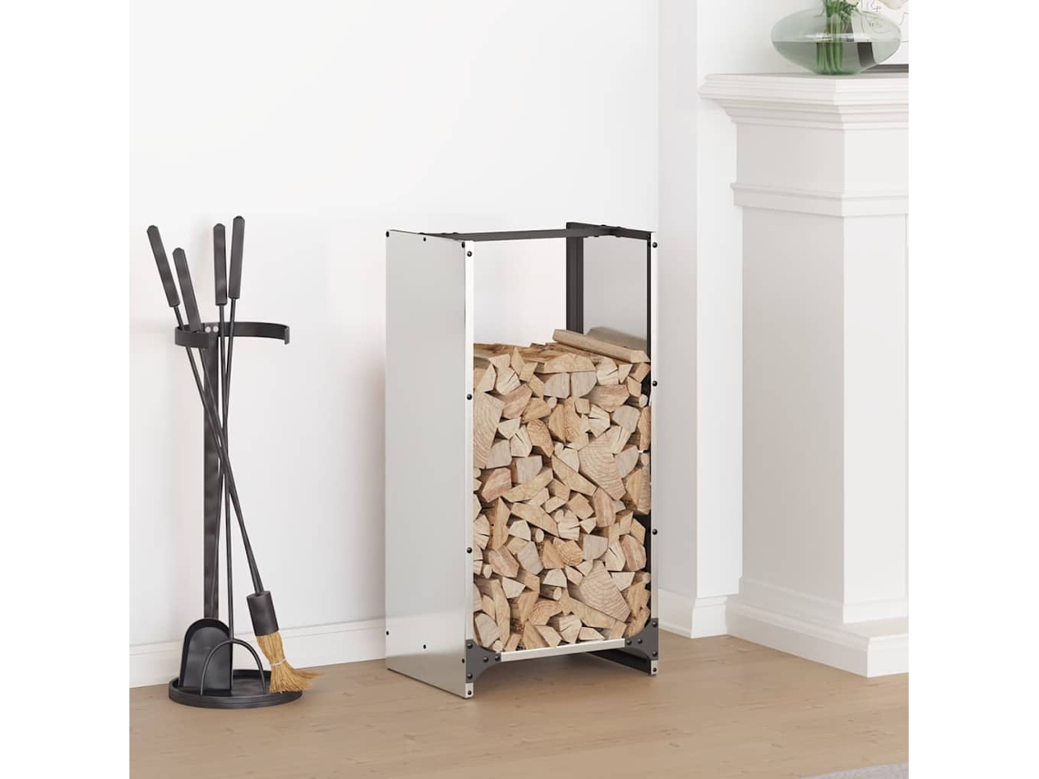 Leñero de acero inoxidable de 40 x 30 x 80 cm LOVELY HOME