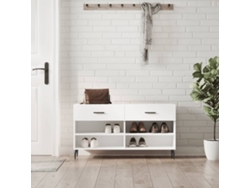 Banco Zapatero Organizador en Derivados de Madera Blanco 102X35X55 Cm