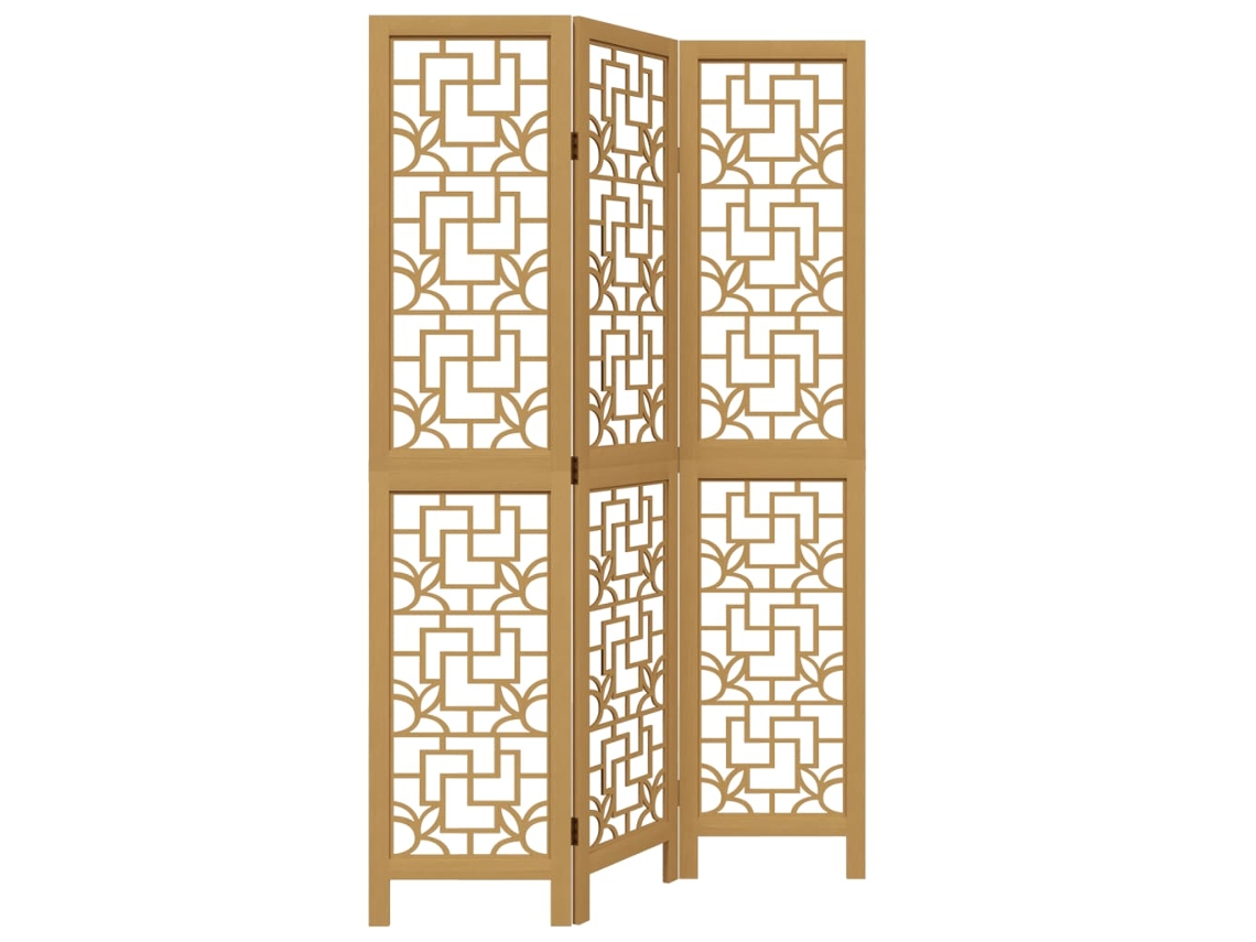 Biombo separador de 3 paneles VIDAXL madera maciza paulownia marrón