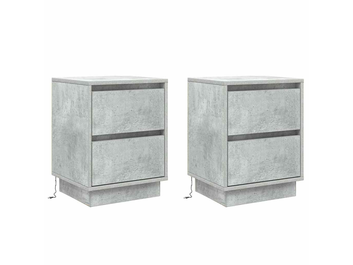 Maison Exclusive - Armario De Noche 2 Pcs Gris Concreto 39 X 34,5 X 50 Cm