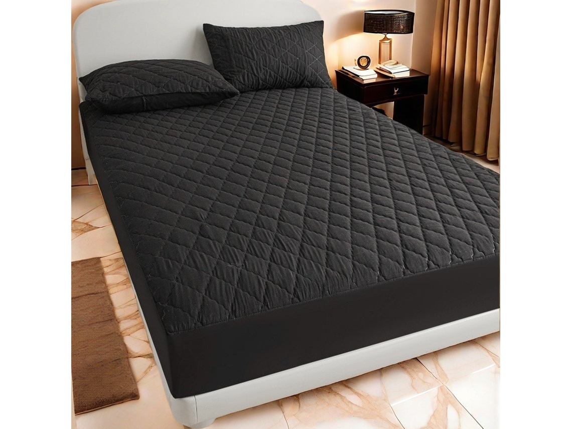 Protector De Colchón Impermeable Czhhmart (sábana Bajera Ajustable) 150 Cm X 200 Cm (con Dos Fundas De Almohada) Negro