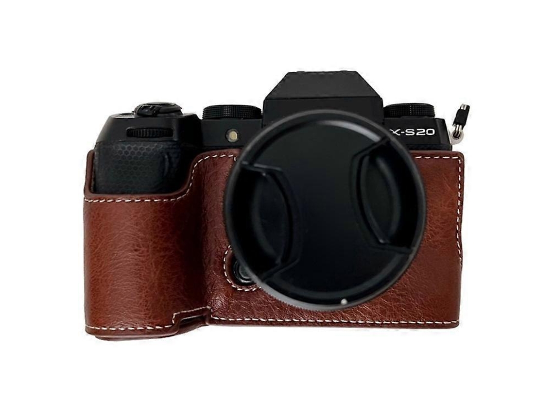 Estuche de piel sintética con textura de búfalo para Fujifilm X S20, estuche de medio cuerpo con ranura para batería, Facpoet