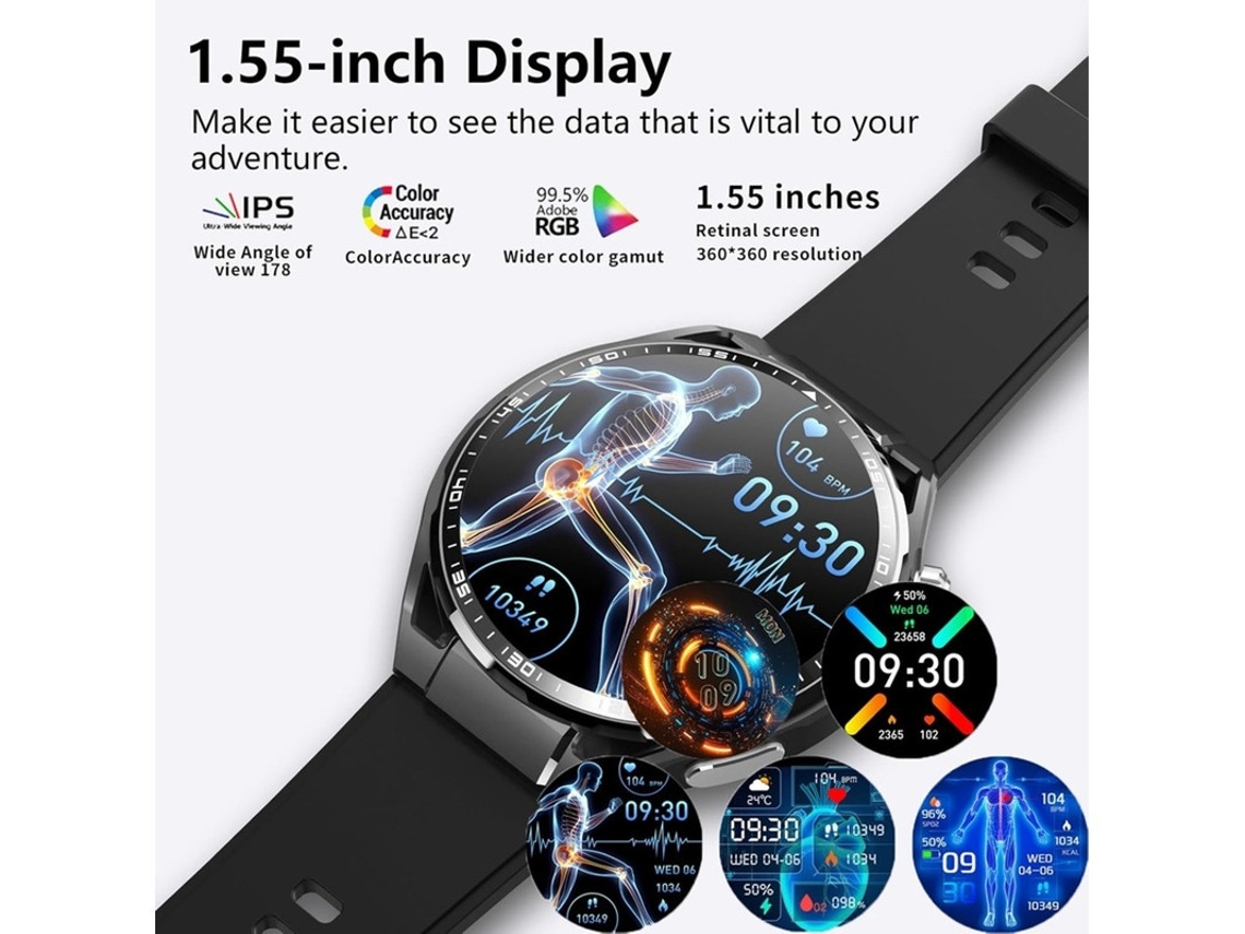 Reloj inteligente con monitor de actividad física para hombre, función de teléfono, control de la frecuencia cardíaca y la presión arterial, resistente al agua, color negro, Yizhood