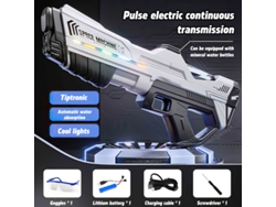 (blanco) Pulsado Eléctrico Acoplado Pistola De Agua, Gran Capacidad - Absorción Automática De Agua - Luz - Pistola De Juguete Al Aire Libre