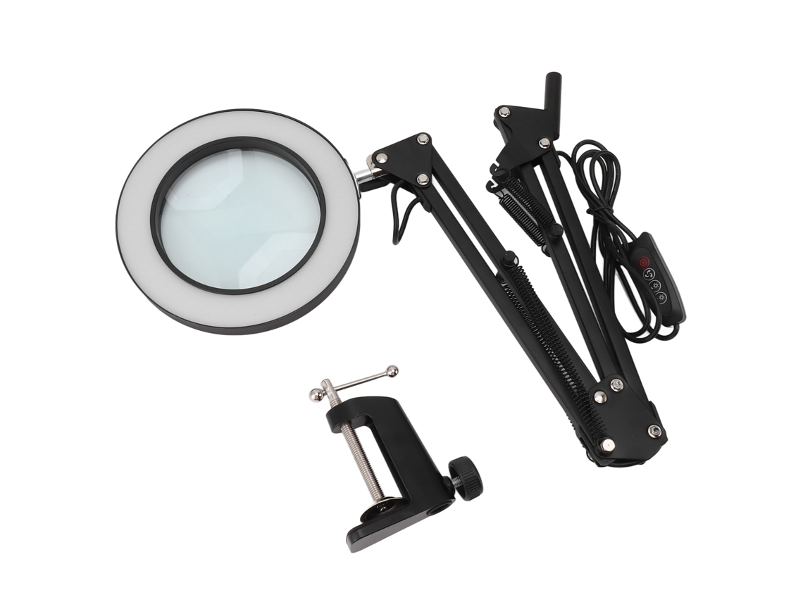 Lámpara de aumento 10x 2026 con brazo ajustable, 3 modos de color, regulable por USB 5V, lupa LED de mesa de aluminio