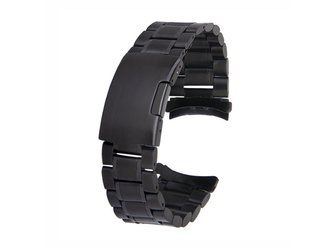 Pulsera De Acero Inoxidable De 22 Mm, Eslabón Macizo, Extremo Curvado, Con 4 Pasadores De Resorte (negra).