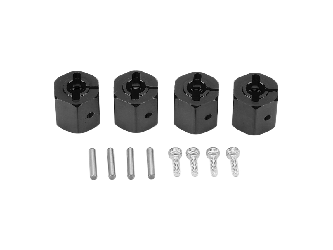 4 Adaptadores Hexagonales De Aleación De Aluminio De 12 Mm Para Coches Rc 1/10 Axial Scx10 90046 D90 Negro