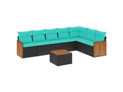 Maison Exclusive - Conjunto De Sofá De Jardín De 8 Piezas Con Cojines, De Poliratán Negro