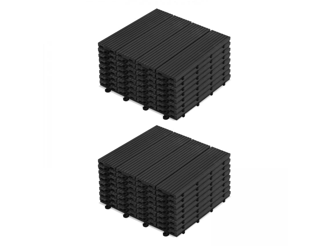 Lote De 16 Baldosas De Madera Compuesta Gris Con Sistema De Clips