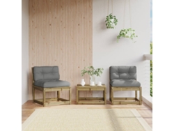 Sofás de jardín con cojines (2 unidades), pino impregnado, DKD Home Decor
