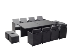 Conjunto de Cenar Exterior CONCEPT U Mónaco (Negro y Gris - Resina - 235x115x74 cm)