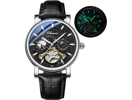 VEANXIN Reloj mecánico automático impermeable para hombre-Azul plateado