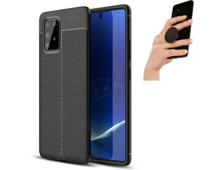 Carcasa y Popsocket Samsung S10 Lite 2020 Rugged Leather Negro