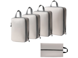 Bolsa de almacenamiento de compresión, juego de 5 piezas, bolsa de viaje ligera, color beige y dorado