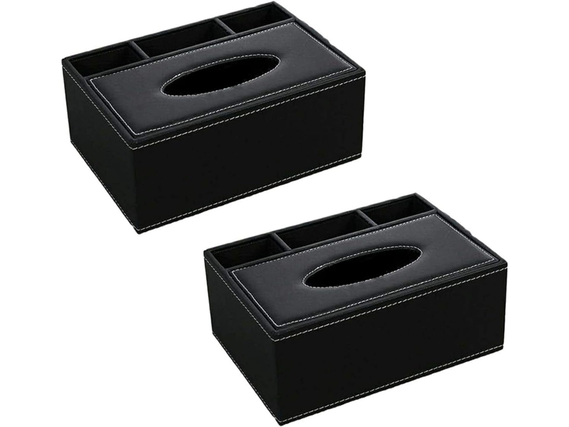 2 Caixas De Lenços De Poliuretano Para Controle Remoto, Organizador Para Computador, Porta-tesoura (preto)