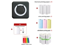 Mini Impressora Térmica Sem Tinta de Bolso Bluetooth Smart para Ios e Android Preta GERTIZ