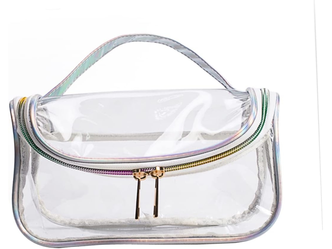 Neceser Transparente Y Portátil De Pu Para Guardar Cepillos De Dientes, Cosméticos Y Otros Productos.