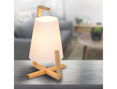 Lámpara de mesa de bambú con sombra de plástico shoji