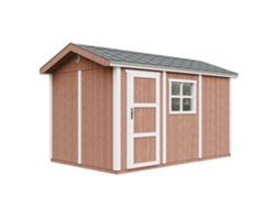 Caseta de jardín de primera calidad de 8,68 m² (alto x ancho x alto): 252 x 250 x 412 cm, con suelo y baldosas bituminosas Timbela M914 Redwood Red