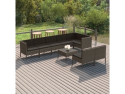 Conjunto de jardín DKD Home Decor de 9 piezas con cojines de mimbre gris