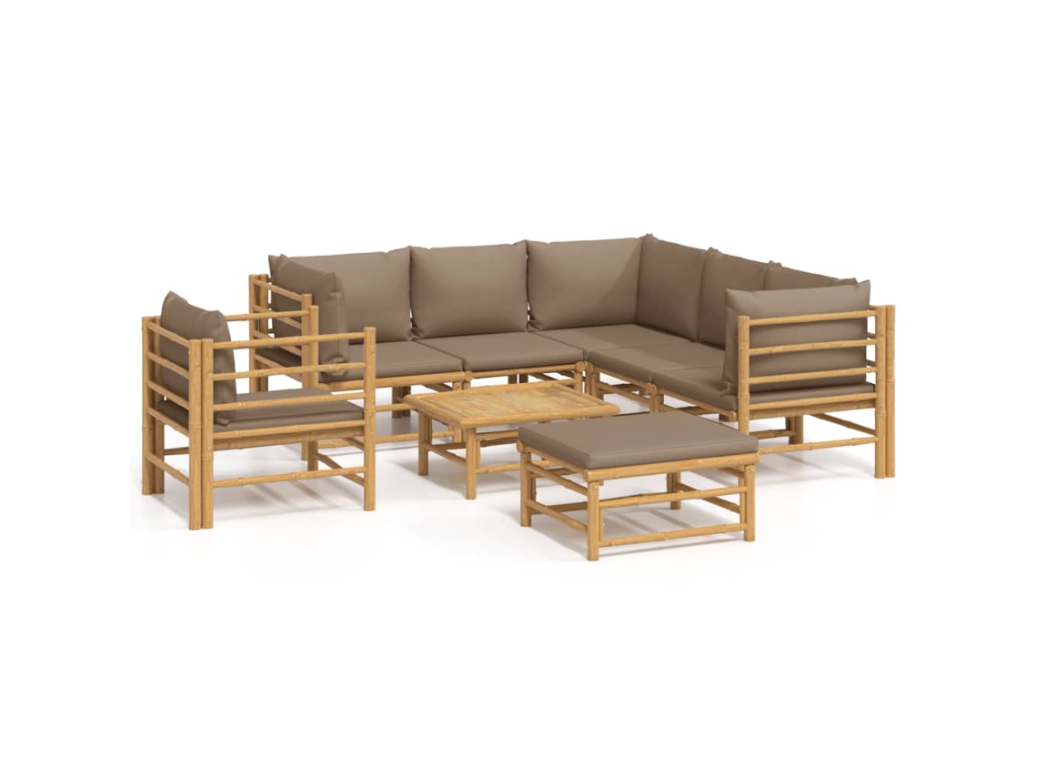 Maison Exclusive - Set De Muebles De Jardín 8 Piezas Bambú Y Cojines Gris Taupé