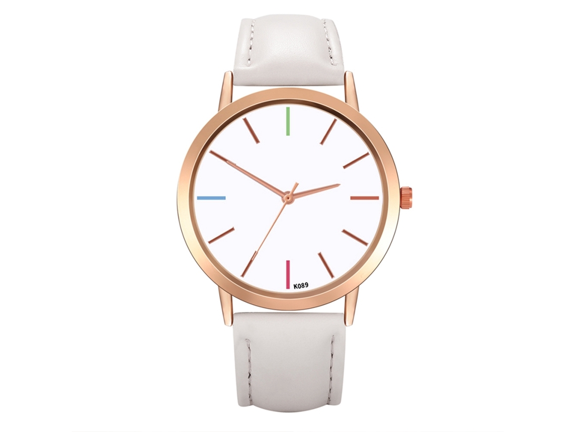 Elegante Reloj De Pulsera Para Mujer Con Cuarzo Blanco Y Correa De Cuero.