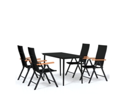 vidaXL Juego de comedor de jardín 5 piezas negro