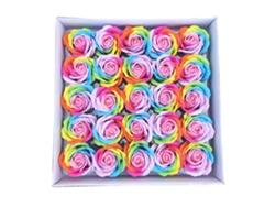 25 Jabones de Rosas Multicolores, Caja Regalo, Cumpleaños, Boda MEOIRUERY