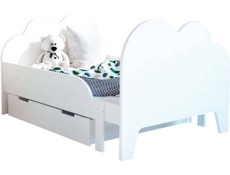 Cama evolutiva 1 cajón MDF blanco 90x140/170/190 cm MUEMUE