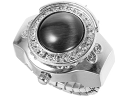 Reloj Digital Anillo Elegante Adorno Diseño Único Cómodo Metal Plateado Cristal Cuarzo Dedo
