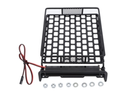 Portaequipajes De Techo De Hierro Negro Para Coche Rc Con 8 Luces Led Blancas Y Maletero Resistente.