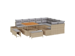Maison Exclusive - Juego de sofás de jardín de ratán sintético beige de 12 piezas