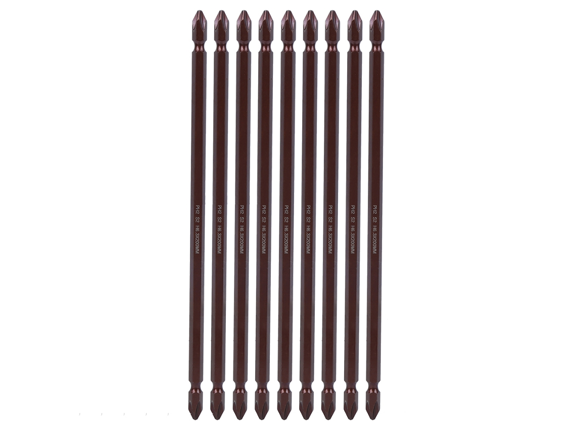 Juego de 10 puntas de destornillador magnéticas Ph2 de 6,3 x 200 mm (sin marca)