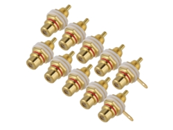 2026velora-10 Peças Conector Rca Fêmea De Ouro Jack Terminal Socket Para Áudio Hifi Vermelho