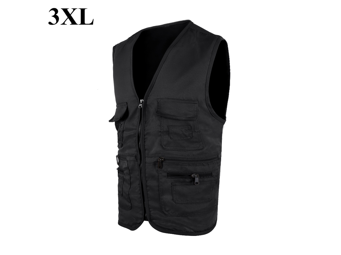 2026rebe-chaleco De Pesca Para Hombre Chaqueta De Caza Deportiva Con Multi Bolsillos Negro 3xl