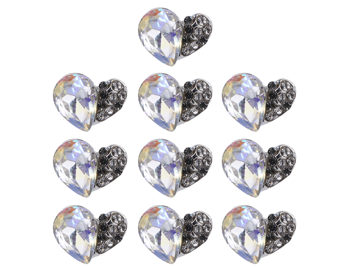 10 Piezas De Adornos Metálicos Para Uñas Con Diamantes De Imitación Y Gotas De Purpurina De Circonita Para Manicura Artística 05272