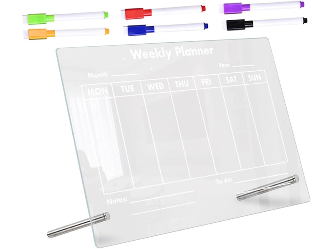 Tablero De Notas Multifuncional De Acrílico Transparente Con Bolígrafo Blanco, Tablero De Notas Reutilizable...