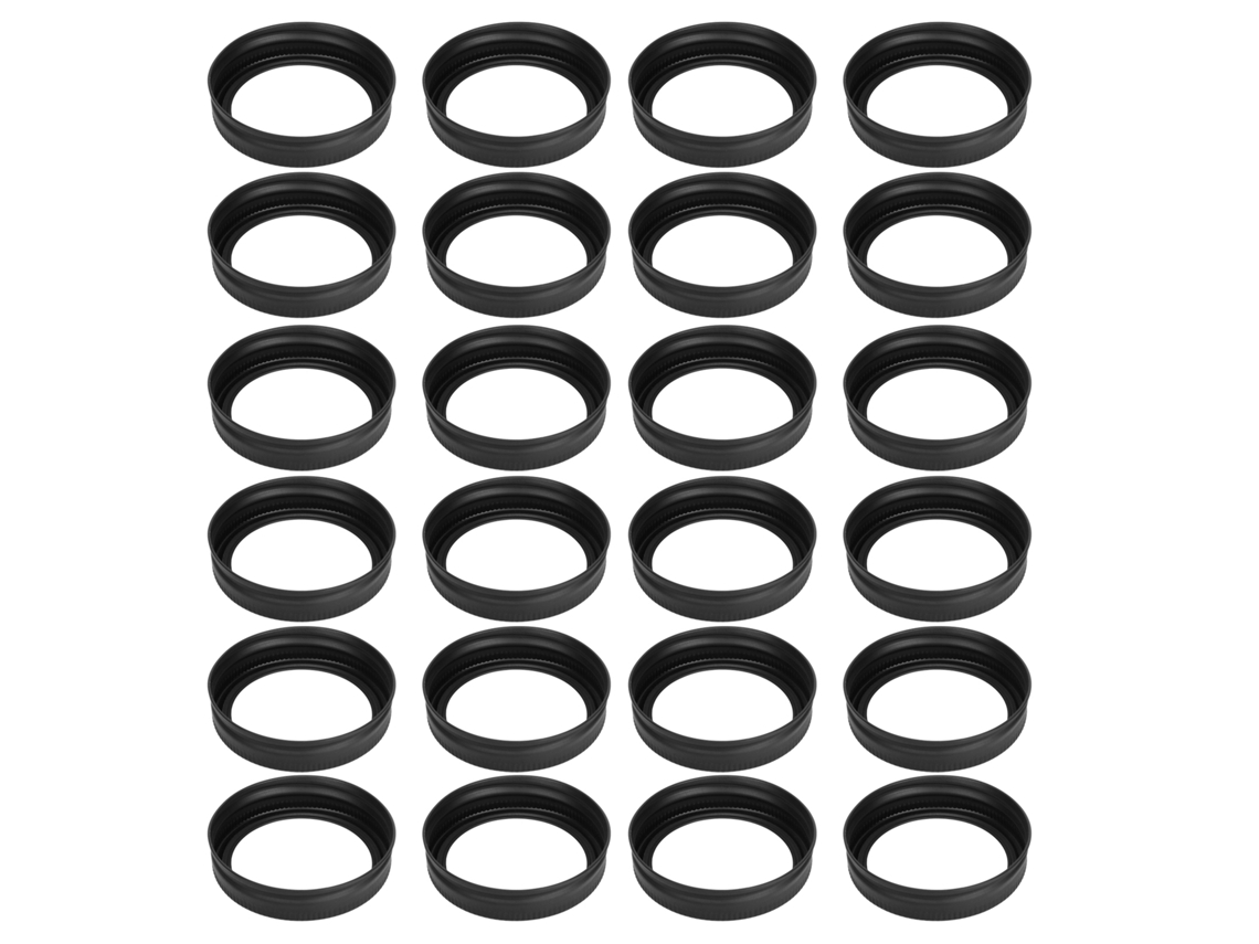 24 Tapas Negras De Acero Inoxidable Para Tarros Mason De Boca Ancha De 70 Mm, Resistentes Y Herméticas.