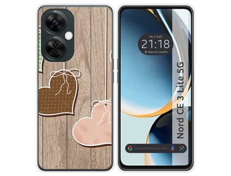 Funda Silicona para Oneplus Nord CE 3 Lite 5G diseño Corazones Madera Dibujos