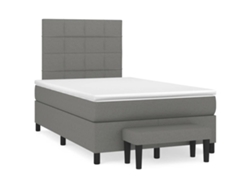 Cama Box Spring Con Colchón Tela Gris Oscuro 120x190 Cm