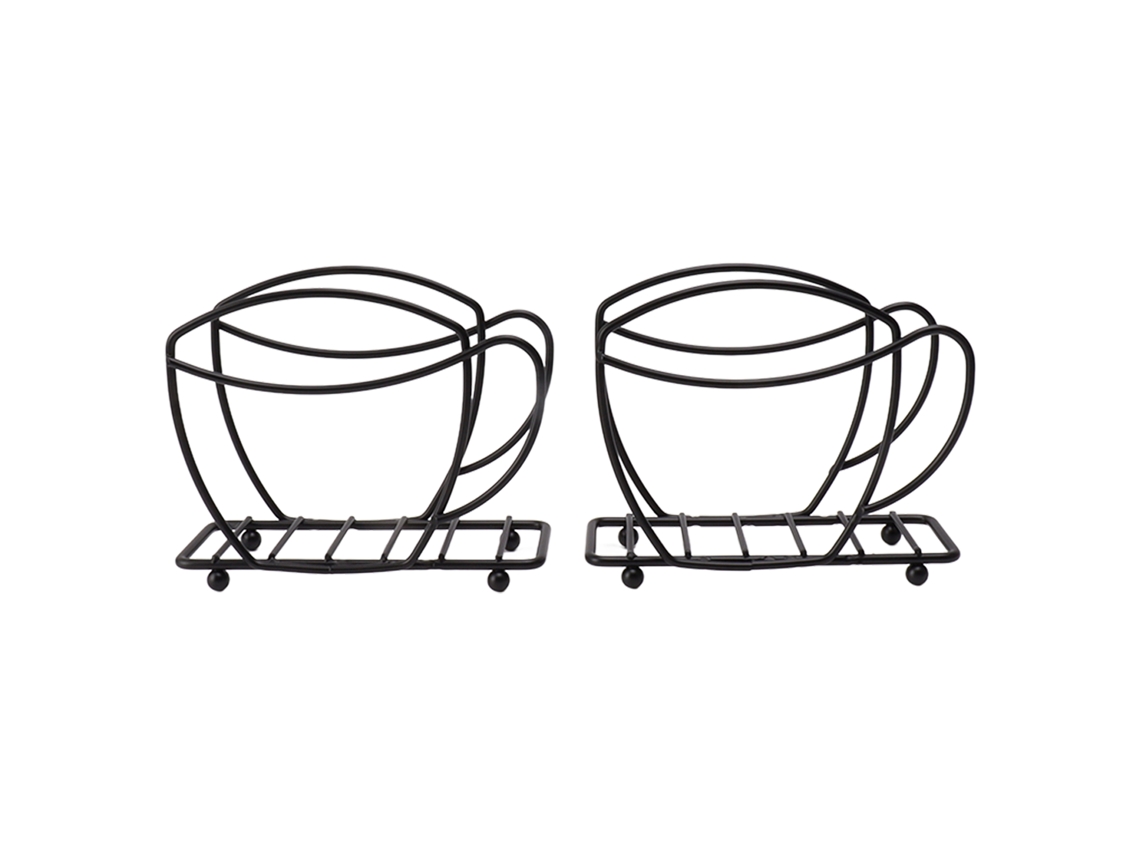 Servilletero de hierro negro para taza de café (2 unidades)