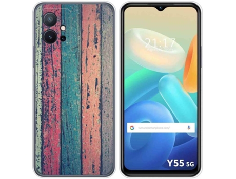 Carcasa para Vivo Y55 5G TUMUNDOSMARTPHONE Dibujos Madera 10 Multicolor