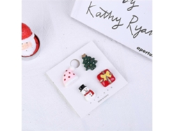 Broche navideño de resina con gorro de muñeco de nieve, árbol y caja de regalo. Hengjian