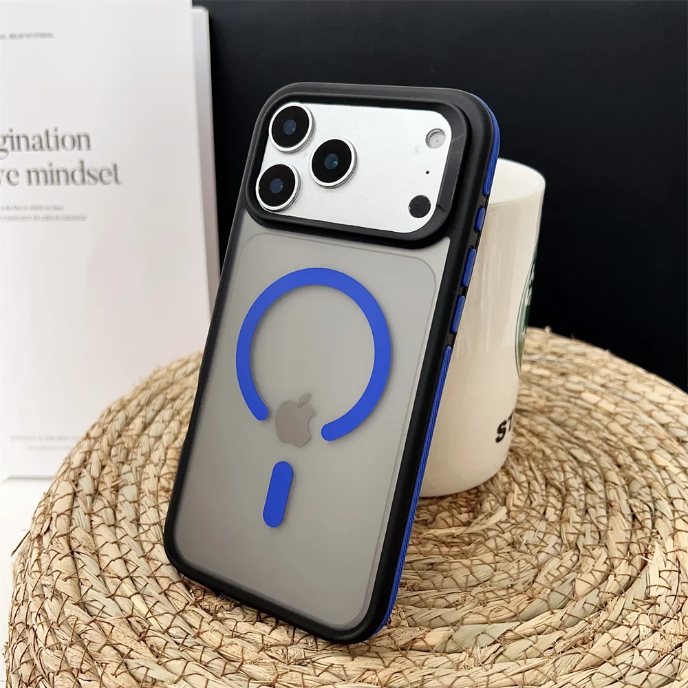 (iphone 17 Pro, Azul Pacífico) Funda Magnética Mate A Prueba De Golpes Para Iphone, Compatible Con Carga Inalámbrica Magsafe.
