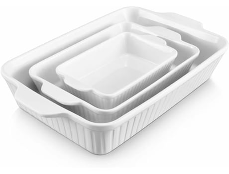 Cazuelas de Cerámica para Horno Juego de 3 Color Blanco 15 6''/12 2''/8 9'' DOWAN