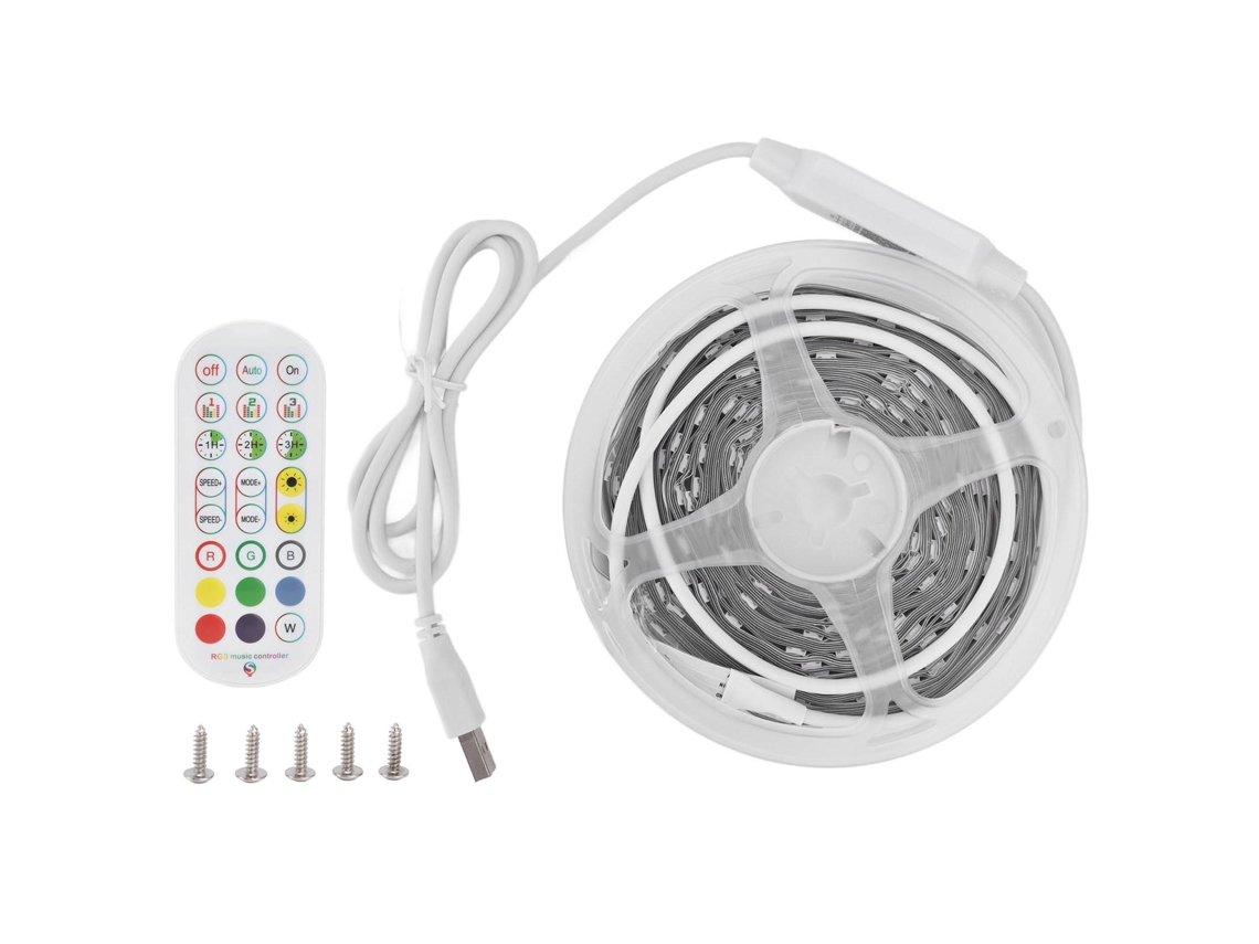 2026-luz De Tira Rgb 5m/16.4ft Usb 5v Con Sincronización Musical, Control Por Voz Y Bluetooth, Control Remoto Por Aplicación